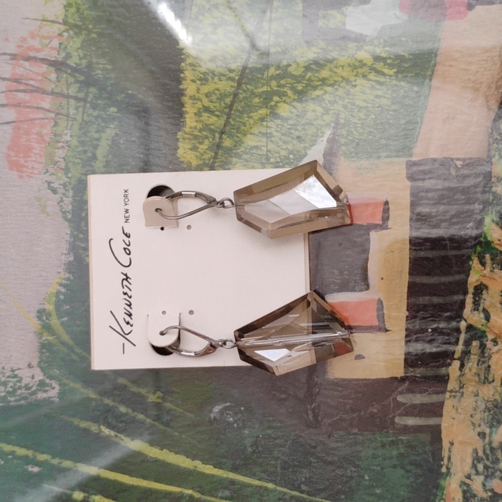 Kenneth Cole Multi-Faceted Grey Bead Earrings